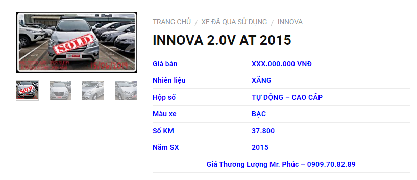 Xe Toyota Innova 2.0V AT 2015 cũ